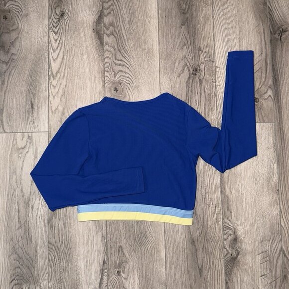 Wilo the Label Ribbed Crop Top in Blue/Yellow Australia Brand Athleisure - Picture 2 of 5